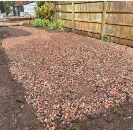 Garden stripped and prepared before patio installation