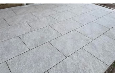 Completed porcelain patio